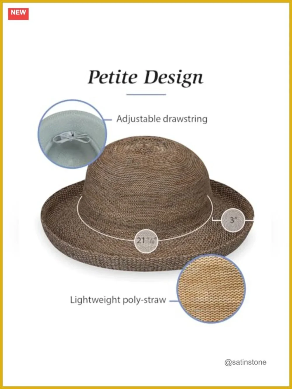 Packable Sun Hat with Adjustable Drawstring, 3